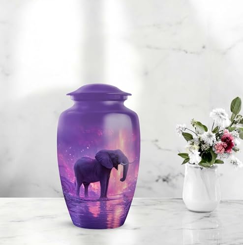 Elephant Cremation Urn for Ashes, Purple Keepsake Urn 10 Inch & 3 Inch - color: Elephant-2, size: combo-1