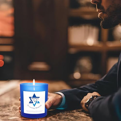 Yahrzeit Candles - Yahrzeit Memorial Candles, Memorial Bereavement Gifts for Loss of Loved One, Jewish Sympathy, Natural Soy Wax Hand Poured 6oz (Blue-UNSCENTED) - color: BLUE-UNSCENTED
