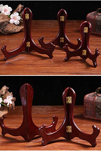Wooden Easel Mahogany Finish Display Stand Plate Holder Picture Frame Folding Display Stand (7 inches) - size: 7 inches