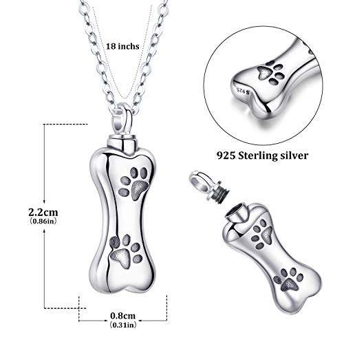 Aniu S925 Sterling Silver Urn Necklace Cremation Jewelry for Ashes - color: Pet Urn