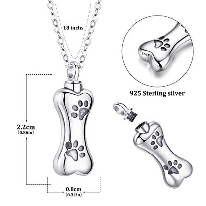 Aniu S925 Sterling Silver Urn Necklace Cremation Jewelry for Ashes - color: Pet Urn