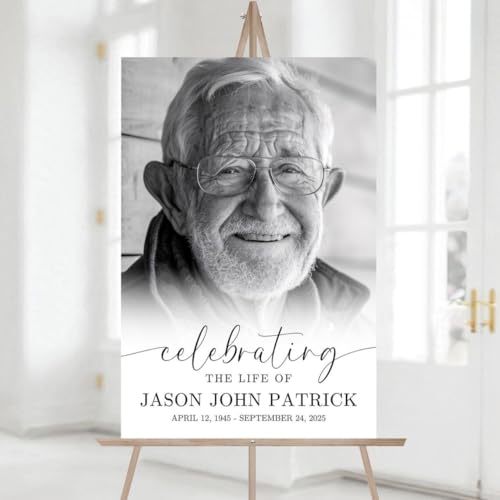 Photo Funeral Welcome Sign, Celebration Of Life Funeral Welcome Sign, Celebration Of Life Decoration - Large Funeral Poster - Memorial Sign 12" X 18" (Small), 27" (Medium), 36" (Large) Style 17 - color: Style 18