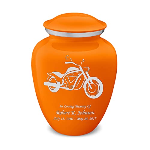 Adult Personalized Motorcycle Cremation Urns for Human Ashes I Large Burnt Orange Funeral Urn for Men and Women I 200 lbs - color: Burnt Orange