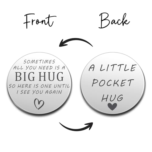 Encouragement Thinking of You Long Distance Relationship Gifts for Women Men Friends Coworkers Daughter Someone Moving Away Metal Double Sided Pocket Hug Token for Graduation Birthday Christmas