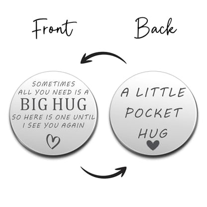 Encouragement Thinking of You Long Distance Relationship Gifts for Women Men Friends Coworkers Daughter Someone Moving Away Metal Double Sided Pocket Hug Token for Graduation Birthday Christmas