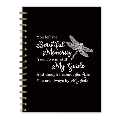 Dragonfly Memorial Gifts Spiral Notebook Journal 5.5x8.3in | Sympathy Bereavement Gifts for Loss of Loved One, Remembrance Condolences Notebook Journals Gift for Loss - color: Mourn Dragonfly