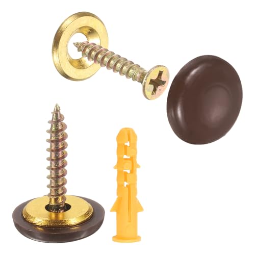 uxcell 12 Pcs 16.8 mm Decorative Caps Cover Nails, Zinc Alloy Screw Covers Caps Mirror Fixing Screws for Mirrors, Coffee Tables, Wooden or Glass Furniture, Brown - color: Brown
