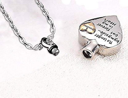 PREKIAR Heart Cremation Urn Necklace for Ashes Angel Wing Jewelry Memorial Pendant and 12 PCS Birthstones No Longer by My Side But Forever in My Heart - color: Grandma
