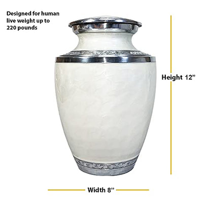 Extra Large Companion Human Funeral Cremation Urn, Personalized Double Urn for Two Adults (White) - color: White