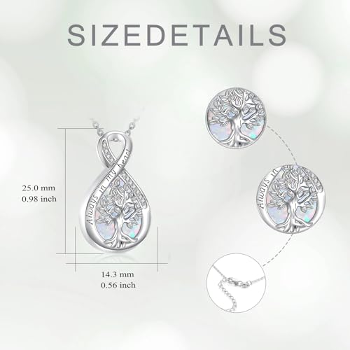 Diamond Tree of Life Urn Necklace for Ashes 925 Sterling Silver Family Tree of Life Cremation with Funnel Filler Ash Holder Keepsake Memorial Jewelry Gifts for Women,18+2 inch - style: Style 2-White Opal
