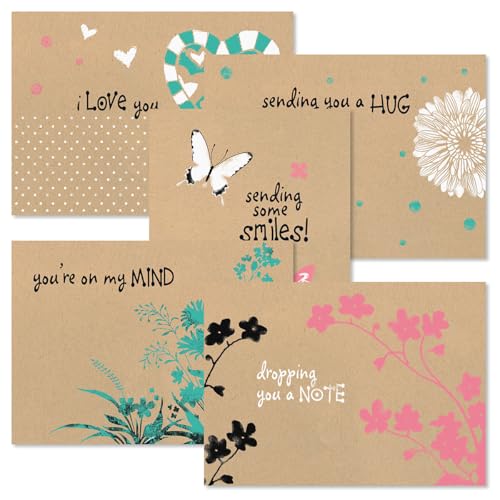 Current Greeting Card Set | Kraft Thinking of You, 20 Count, 10 Designs, 5" x 7" Folded, Envelopes Included, Value Pack - style: Kraft