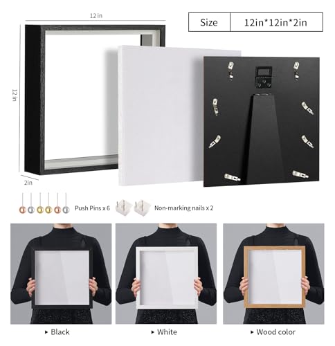 Travel Adventure Archive Shadow Box Frame with Slot, 12x12in Black - color: Black, size: 12x12in