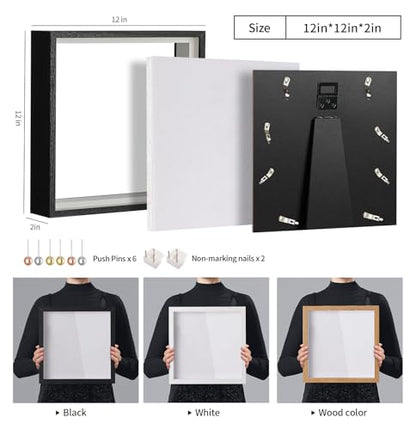 Travel Adventure Archive Shadow Box Frame with Slot, 12x12in Black - color: Black, size: 12x12in