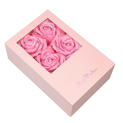 Money Box for Cash Gift Pull, Money Gift Boxes for Cash on Birthday, Christmas, Graduation, Mother's Day, for Husband, Wife, Girlfriend, Mother With Soap Rose Flower and Greeting Cards (Pink+Pink) - color: Pink+Pink