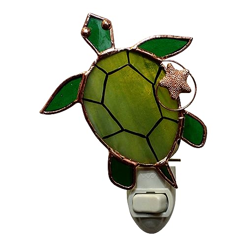 Gift Essentials Sea Turtle Plug-in Night Light - Stained Glass Nightlight | Sea Turtle Stained Glass Plug-in Nightlight with On/Off Rocker Switch. Includes One 4-Watt Replaceable Warm-Glow Bulb. - color: Sea Turtle