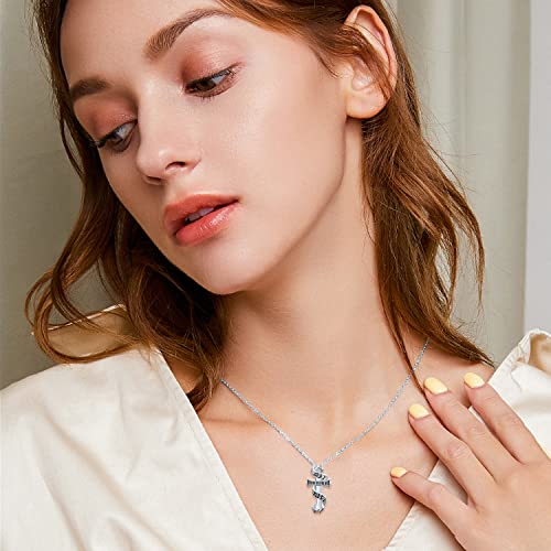 PELOVNY Urn Necklaces for Ashes of Loved Ones 925 Sterling Silver Personalized Heart Locket Urn Necklace Cremation Keepsake Memorial Jewelry Gifts for Women Men - color: Music Cross Urn