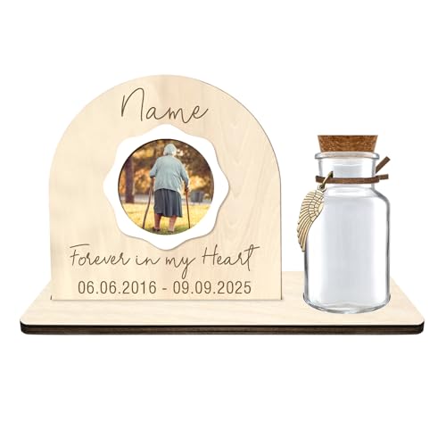 Personalized Loss of Loved One Photo Frame Memorial，Custom lock of Hair Keepsake Jar,Remembrance Bereavement Sympathy Gift for Lost Mom, Dad， Friends, Sisters, Grandparents (semicircle) - style: semicircle