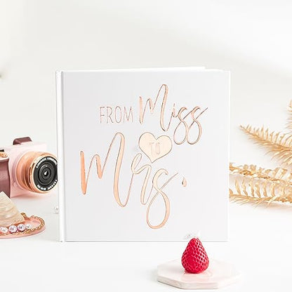 Calculs Rose Gold Bachelorette Party Sign in Book Bridal Shower Guest Book 'from Miss to mrs' Picture Book Polaroid Blank Pages for Instant Film 8.5” Square White Cover Rose Gold Foil Stamping - style: French