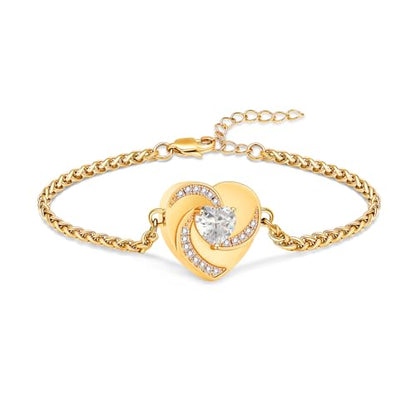 Imrsanl Heart Urn Bracelet for Ashes for Women Inlaid Crystal Ajustable Link Bracelets Cremation Jewelry Keepsake Loved Ones Memorial Ashes Holder - color: Gold-White