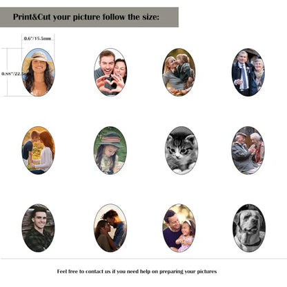 PHOCKSIN Silver Heart Locket Keychains for Women Gold Custom Locket Key Chain Personalized Picture Locket for Birthday Gifts - color: #06 Oval Silver, style: Regular(no Customize)
