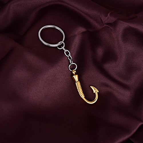 Ashes Jewelry Fish Hook Memorial Keepsake Urn Pendant Cremation Jewelry with Funnel Kit, Gold - color: Gold