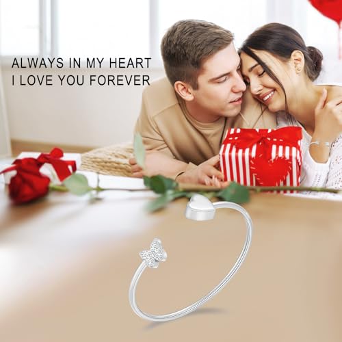 Oinsi CREMATION JEWELRY Stainless Steel Ashes Keepsake Cuff Bangle Opening Bracelet for Women and Men - Double Urn to Hold Ashes - color: B-Silver