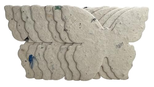 Of The Earth Handmade Paper - Wildflower Seed Paper Butterfly Shape - Large 3" - Set of 24 (47s Junk Mail) - color: 47s Junk Mail