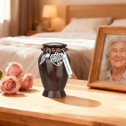 Small Urn for Human Ashes Aluminium Keepsake Memorial | Mini Urn for Ashes, Meaningful Memorial Keepsake Gift, Durable Aluminum Cremation Urn with Elegant Design - style: Wood Grain