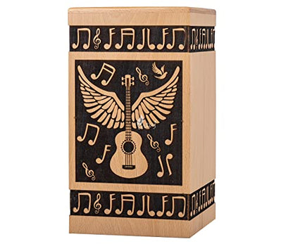 Guitar Wings Wooden Urn for Human Ashes, Medium 115 Cu in, Beechwood - color: Beechwood, size: Medium (115 lbs)