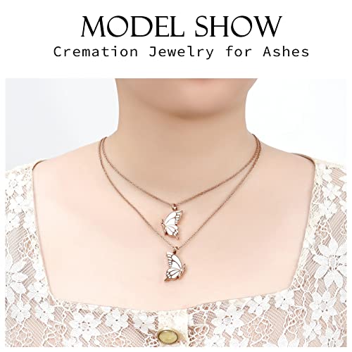 constantlife 2 Pack Butterfly Urn Necklaces for Ashes for Women Girls Stainless Steel Pendants Cremation Keepsake Jewelry Mother Daughter Sister Friendship Memorial Gifts - color: Customize-A