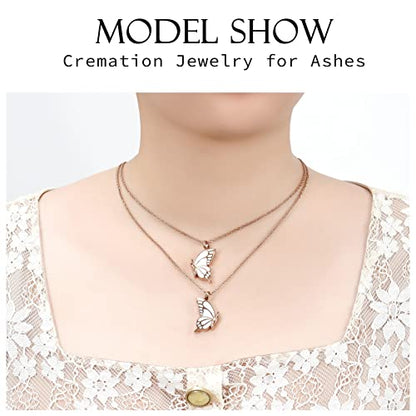 constantlife 2 Pack Butterfly Urn Necklaces for Ashes for Women Girls Stainless Steel Pendants Cremation Keepsake Jewelry Mother Daughter Sister Friendship Memorial Gifts - color: Customize-A