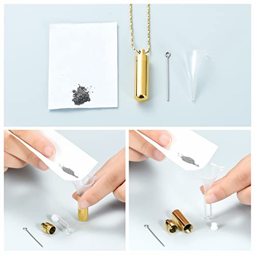 Imrsanl Cremation Jewelry for Ashes Pendant Urn Necklace Cylinder with Glass Vial Keepsake Ashes Memorial Jewelry - color: Gold