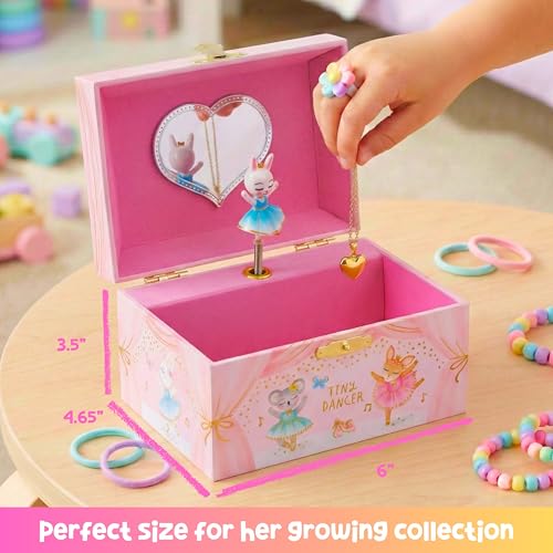 Giggle & Honey® Musical Ballerina Jewelry Box for Girls | Music Boxes for Little Girls, Toddler Jewelry Box for 4 Year Old Kids, Toys for Toddlers, Birthday Gifts for Kids 5-9 Years - style: Animal Ballerina