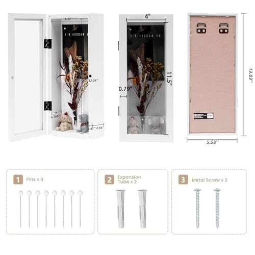 Muzilife 12.5x5 Shadow Box Wood Picture Frame, 2.16 Deep, Real Glass, White - color: White, size: 12.5x5
