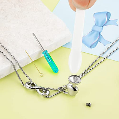 XIUDA Infinity Urn Necklace for Human Ashes Always in My Heart Cremation Necklace Stainless Steel Memorial Ash Jewelry for Women - color: Silver, engraved