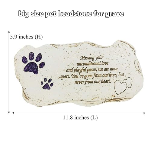 Shinning Paw Prints Pet Memorial Stones Headstones for Dogs or Cats, Resin Pet Grave Stone Plaques Tombstone Memorial Gifts Sympathy Gift for Loss of Dogs Outdoor