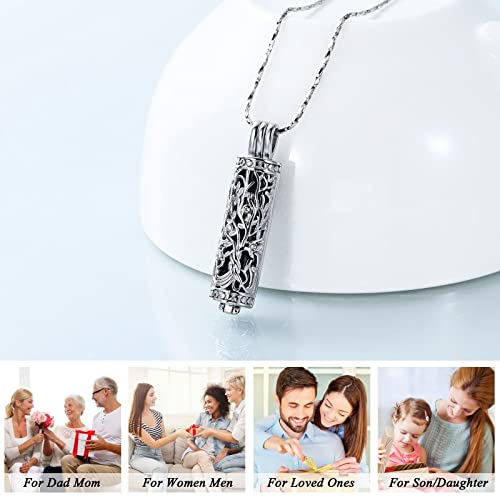 Imrsanl Cylinder Cremation Urn Necklace for Ashes of Loved One - color: Tree-Black