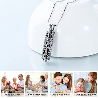 Imrsanl Cylinder Cremation Urn Necklace for Ashes of Loved One - color: Tree-Black