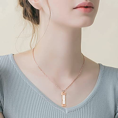 Imrsanl Glass Hourglass Urn Necklace Cremation Jewelry for Ashes - color: Rose Gold