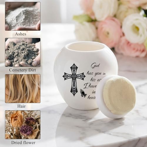 Dletay Small Urns for Human Ashes Keepsake Cross Mini Cremation Urn for Ashes Memorials Decorative Caskets for Female Male