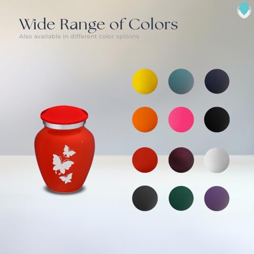 Embrace Keepsake Personalized Butterfly Cremation Urns for Human Ashes I Bright Red Funeral Urn for Men and Women with Double Side Engraving I 3.5 lbs - color: Bright Red