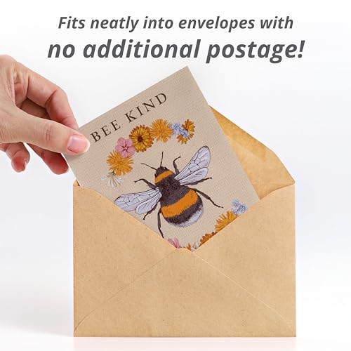 Bentley Seed Co. | Bee Kind Pollinator | Beautiful Bee Art | Environmental Favors Cards for Guests Seed Packets | Pollinator Wildflower Mix Seed Packets | Eco-Friendly Hand Out Gift | 25 Pack - style: Bee Kind
