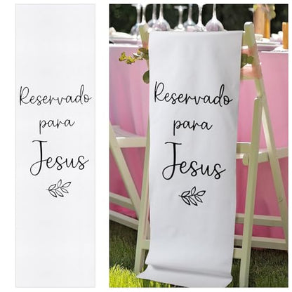 Yousoontic Reserved Memorial Wedding Chair Sign Decor | 14x49 Inch Linen Banner, In Loving Memory Ceremony Tribute for Wedding Chairs, Heaven Memorial Signage, Saved Seat Holder - style: Reservado Para Jesus
