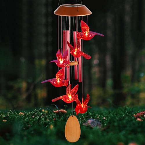 Cardinals Decorative Mobiles Gifts, Solar Cardinals Wind Chimes, Gifts for Mom, Women, Grandma, Garden Courtyard Lawn Decoration, Thanksgiving Gift, Decor Gift for Christmas and New Year