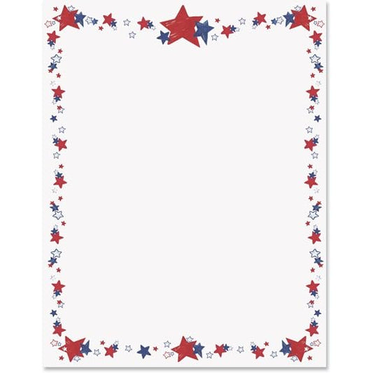 PaperDirect Patriotic Star Celebration Border Papers, Vibrant Red, White and Blue with Stars Design, 8.5 x 11, Acid-Free, Ideal for Invitations, Flyers, Announcements, Scrapbooking, Cards, 25 Sheets - color: Patriotic Star Celebration