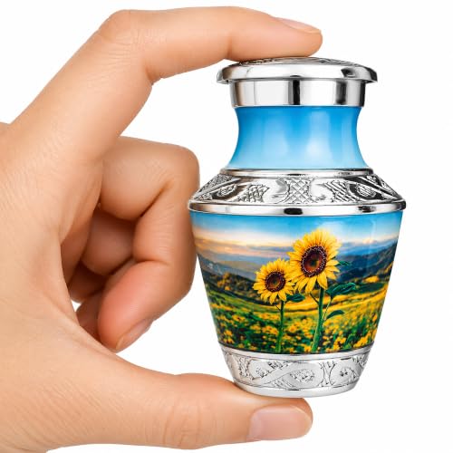 Sunflower Keepsake Urn for Human Ashes – Small Sharing Cremation Urn for Adult Men, Women, Children, or Pets – Beautiful Tribute of Love and Light - color: Sunflower, size: Small