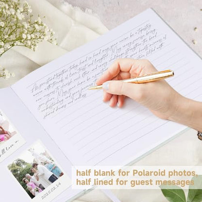 1DOT2 Linen Wedding Guest Book, Sage Green, No Year - color: Sage Green, size: No Year