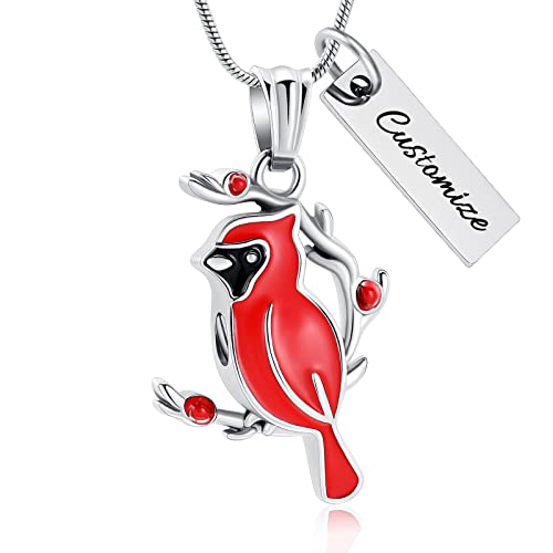 constantlife Cardinal Urn Necklace for Ashes Stainless Steel Red Blue Bird Pendant Cremation Keepsake Human Pet Memorial Jewelry for Women Men - color: Customize