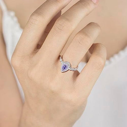 Sariel Teardrop Cremation Ring for Ashes - 925 Sterling Silver Urn Keepake Rings Memorial Jewelry for Women - color: Purple
