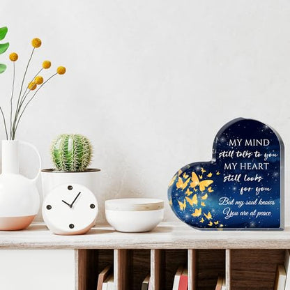 Xendelow Heart-Shaped Acrylic Decor Sign, Sympathy Gift for Loss, 5 x 5 x 0.6 inches - style: 010